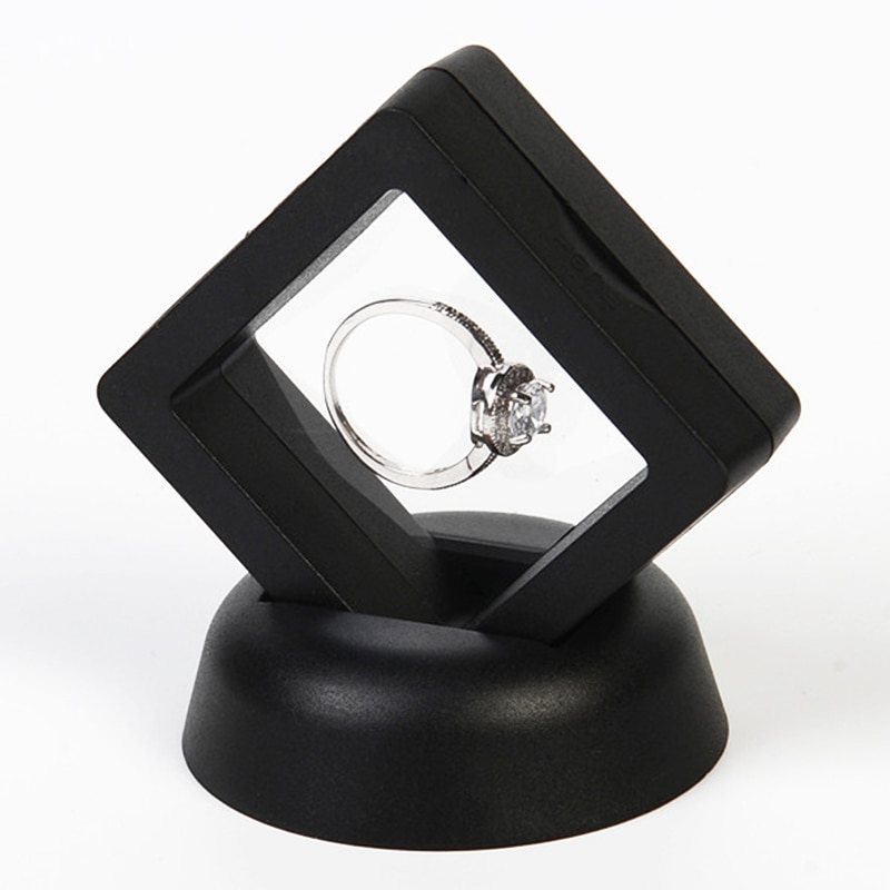 10 stk / sæt 3d flydende ramme skyggeæske smykker displaybeskyttelse billedboks med base displayboks opbevaringsarrangør: Sort