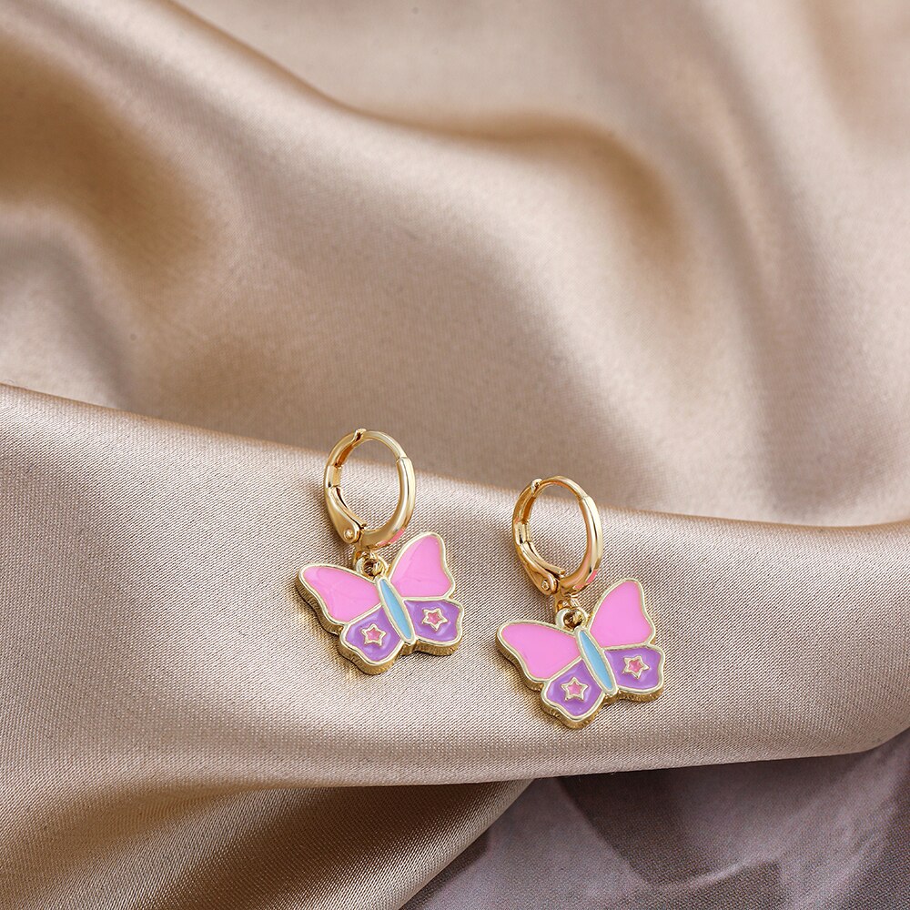 Leuke Roze Bloem Aardbei Vlinder Laarzen Oorringen Voor Vrouwen Meisjes Esthetische Y2k 90S Hart Paddestoel Oorbel Sieraden