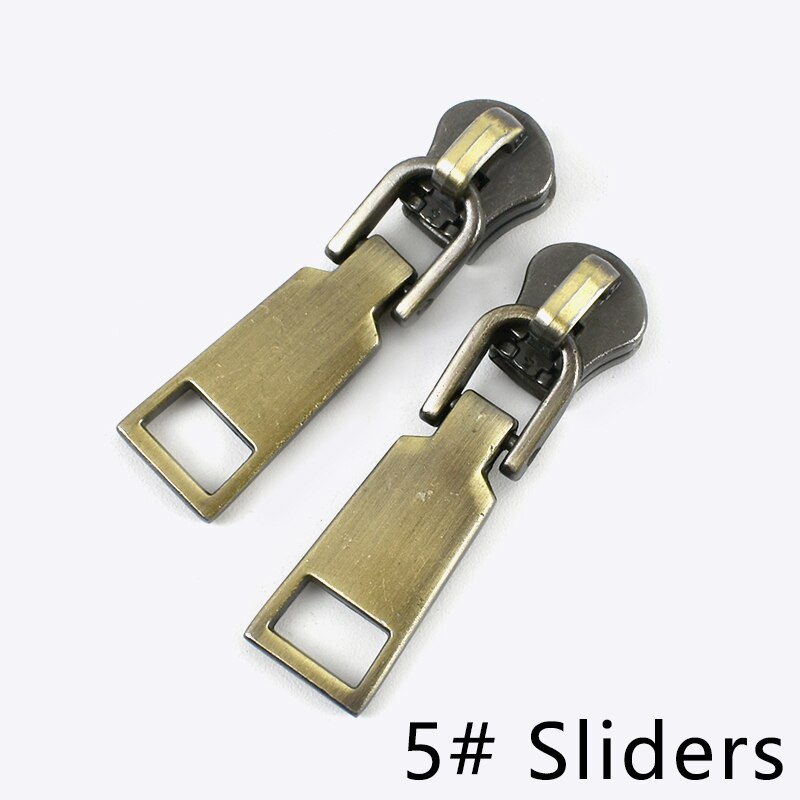 Meetee-deslizadores de cremallera para chaquetas con cremallera de Metal, Kit de reparación de cremalleras con cabeza extractora, accesorio de costura, 20 piezas, 3 #5 #: Brass-No5