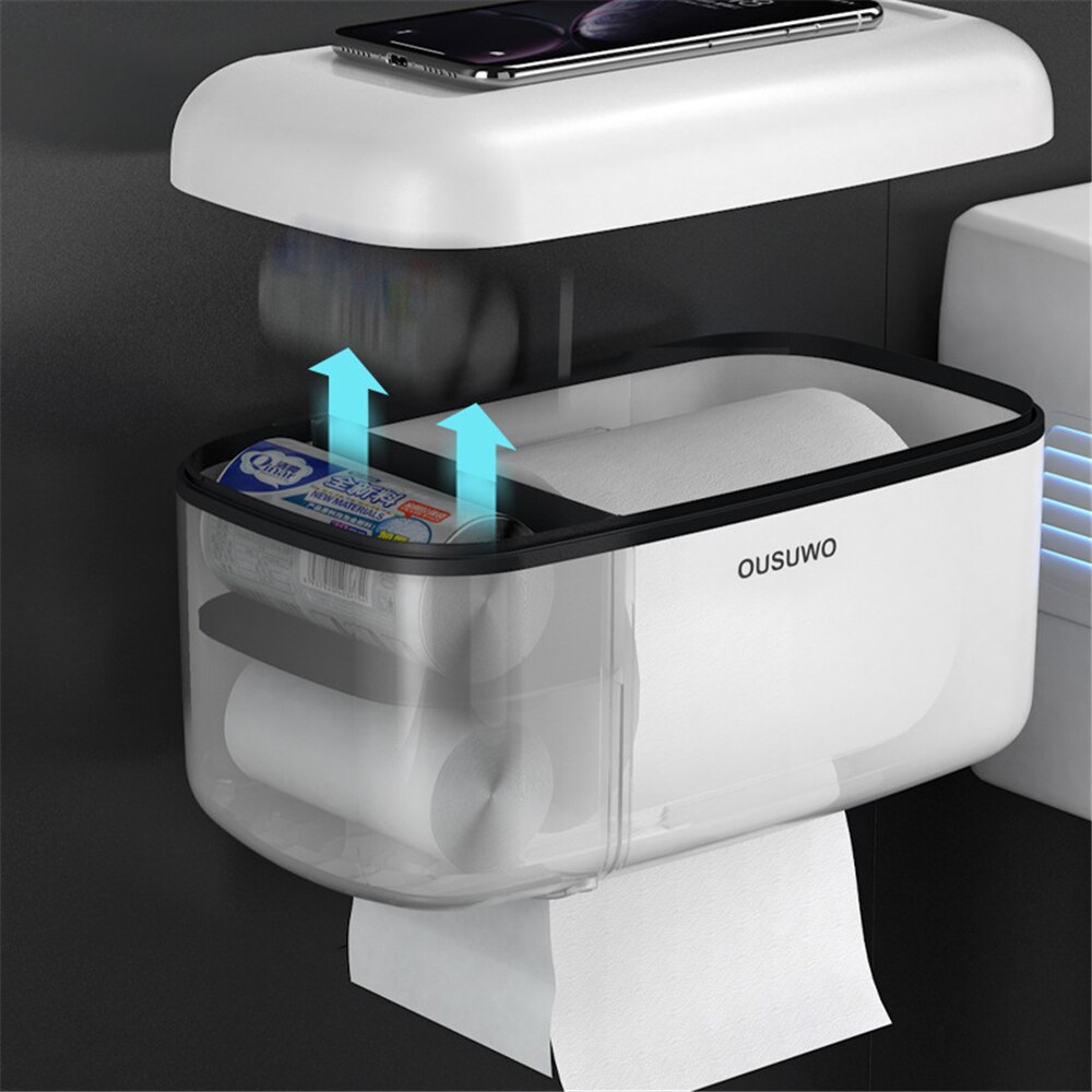 Wall Mounted Toilet Paper Holder Waterproof Tray Roll Tube for Toilet Paper Storage Box Tray Tissue Box Shelf Bathroom Product