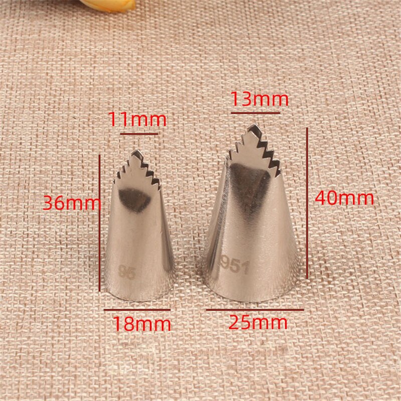 Douilles de glaçage en acier inoxydable, feuilles 95 #/951 #/113 #, ensemble de pointes de pâtisserie, outils de cuisson pour Fondant et Cupcake, 3 pièces