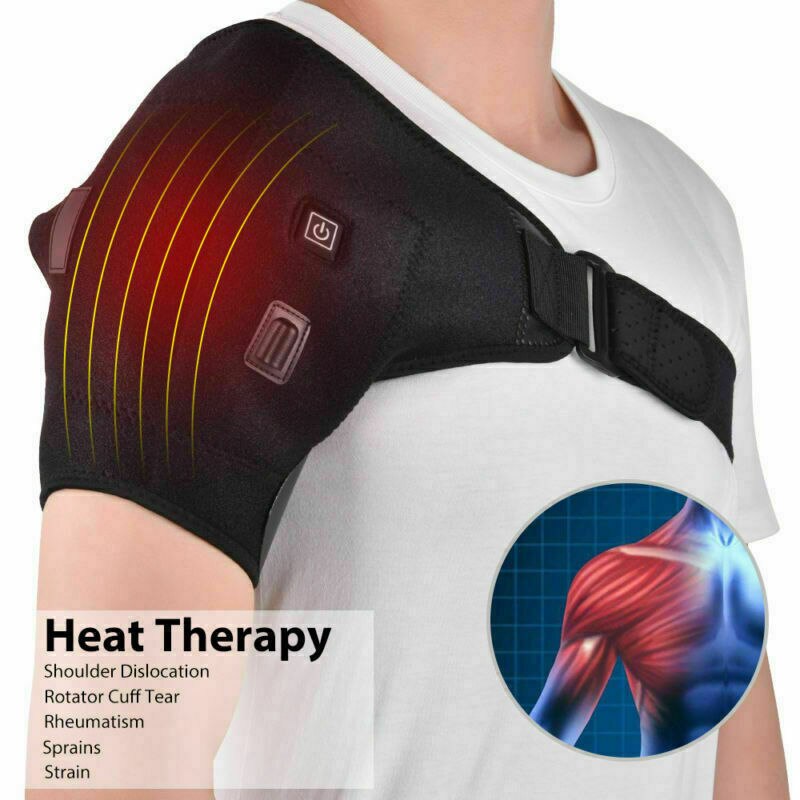 Heat Therapy Shoulder Brace Adjustable Shoulder Heating Pad for Frozen Shoulder Bursitis Tendinitis Strain Cold Support Wrap