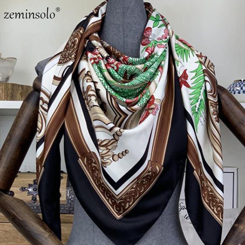 Écharpe En Soie Pour Femme - Foulard Long Carré, Multifonction, Lavage Main