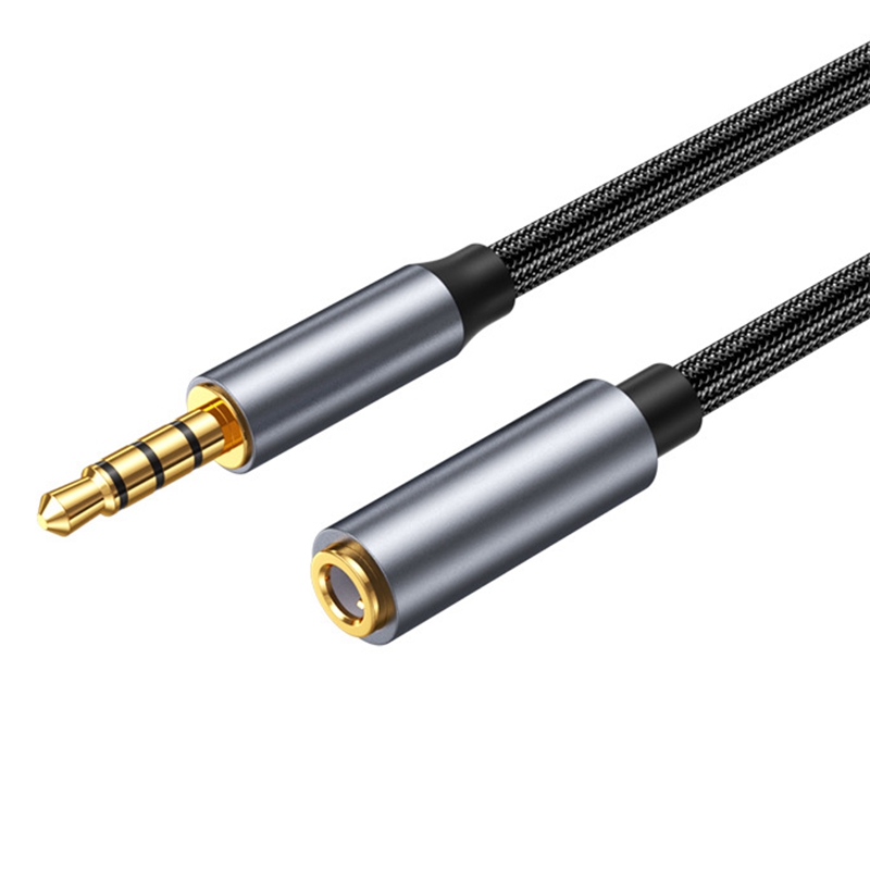 Cavo di prolunga Audio Aux Jack da 3,5 mm maschio a femmina con manicotto 4 poli con microfono stereo per cuffie per PC, microfono per altoparlante per auto