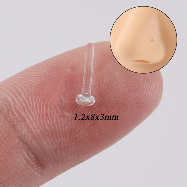 1Pc Glas Transparant Neus Stud Rechte Neus Ring Retainer Houder Neus Hoop Ring Body Piercing Sieraden 18G