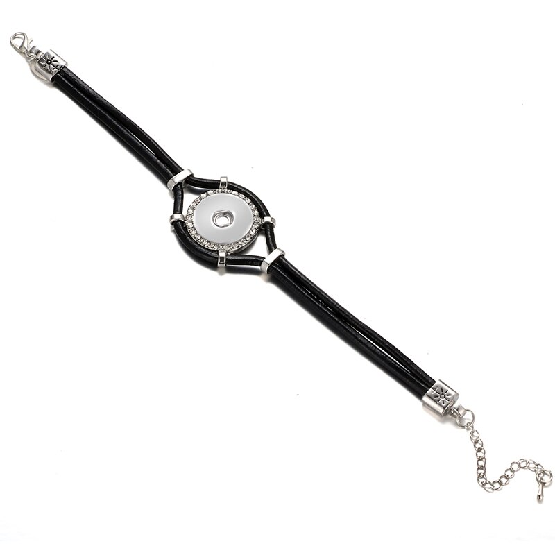 Pulseira de couro preto-vendida 20cm-18mm
