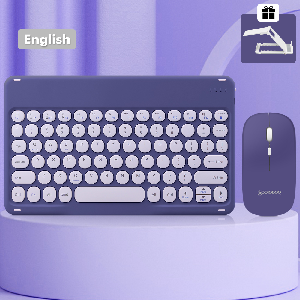 Teclado y ratón inalámbricos con Bluetooth, Combo de Teclado para iPad, Xiaomi, Samsung, Huawei, tableta Android, IOS y Windows: Purple