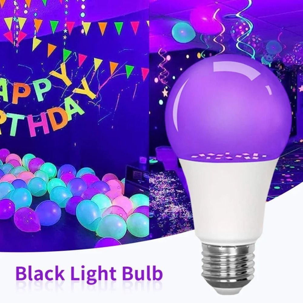 Lámpara ultravioleta de luz negra, bombilla UV púrpura 360, bombillas de luz UV E27 de 10W, atmósfera, bombilla negra púrpura, decoración de barra