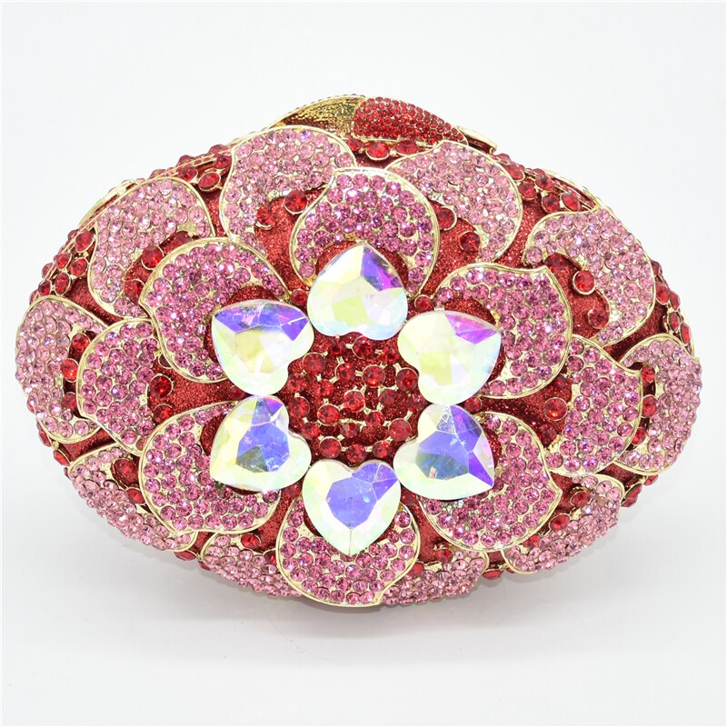 diamants strass femmes pochette sacs de soirée fête petit sac à main pochette en cristal sac de soirée pour les femmes en métal Floral: as pictures 8