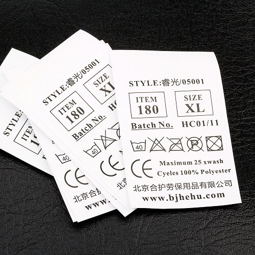 1000 stks niet-geweven stof Custom Kledingstuk Wasvoorschrift Wasbare instructie Label voor Huishoudtextiel 1000 stks/partij: 1000Pcs