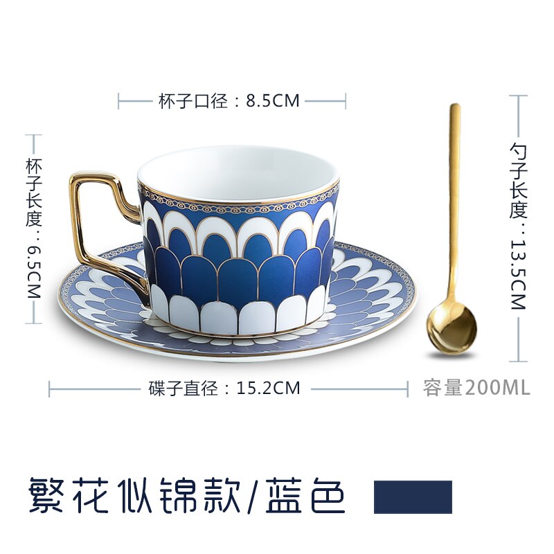 Äthiopischen Luxus Kaffee Tasse einstellen Porzellan Gold Tasse Untertasse Löffel einstellen Gestreifte Geschäft Tee Tassen Xicaras Königlichen Tasse einstellen AC50BD