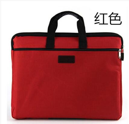 Zipper oxford cloth paper folder for document A4 portable double layer fillings computer holder filling office bag: red