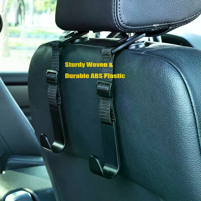 Ganchos para reposacabezas de asiento de coche, Clips de almacenamiento ajustables, ganchos de sujeción automáticos, accesorios de Interior de coche, reutilizables, fáciles de instalar, 4 Uds.
