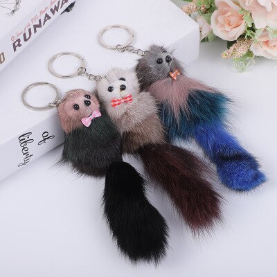 Porte-clés pompon renard chat chien, accessoires faits à la main, pendentifs, décoration suspendue charmante: Fox Random 1pcs