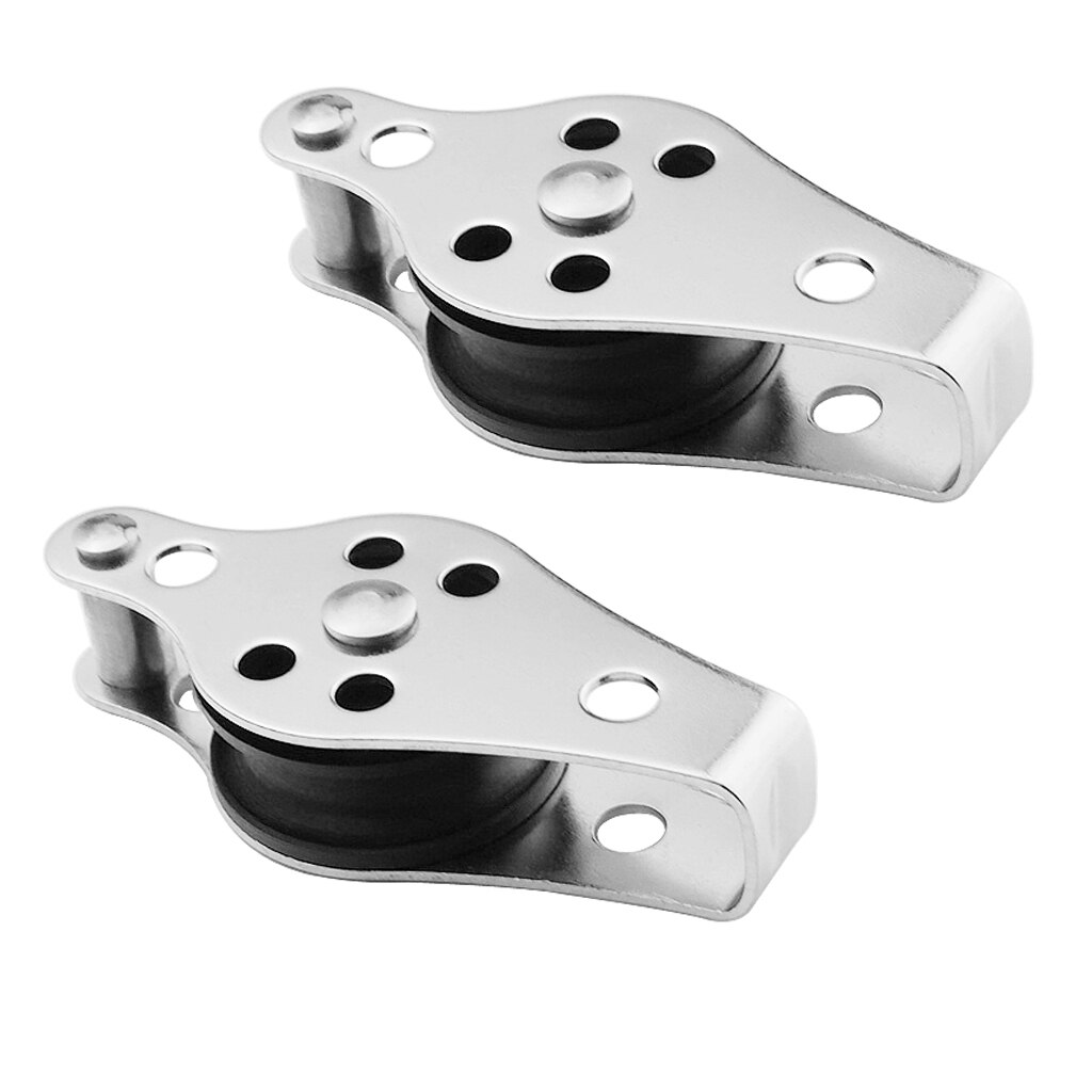 2pcs Swivel Lifting Rope Pulley Block For Wire Rope (2-8mm Dia), 316 stainless Steel