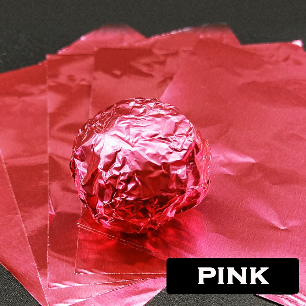 200pcs 10x10cm DIY Chocolate Paper Candy Packaging Paper Sweets Square Wrapper 6 Colors for Valentine's Day Birthday Party: Pink