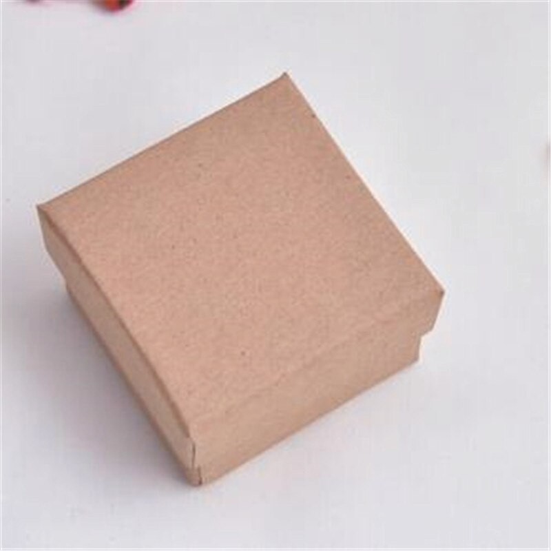 Vintage Kraft Paper Jewelry Boxes Brown Black Cardboard Ring Necklace Pendant Case Display Box 5*5*3.5 cm: Yellow