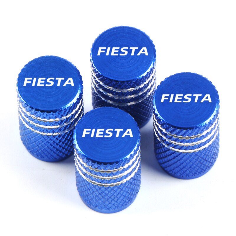 4 pièces/ensemble voiture pneu Valve tiges bouchon couverture pour Ford Fiesta aluminium pneu roue anti-poussière casquettes accessoires: Bleu