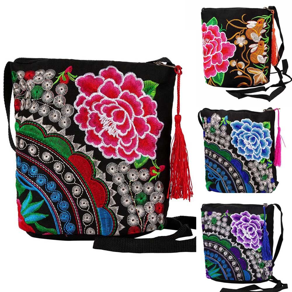 Monedero de lona Floral bordado hecho a mano, étnico para mujer, bolso de mano, monedero Vintage, monederos de , kawaii 1,8
