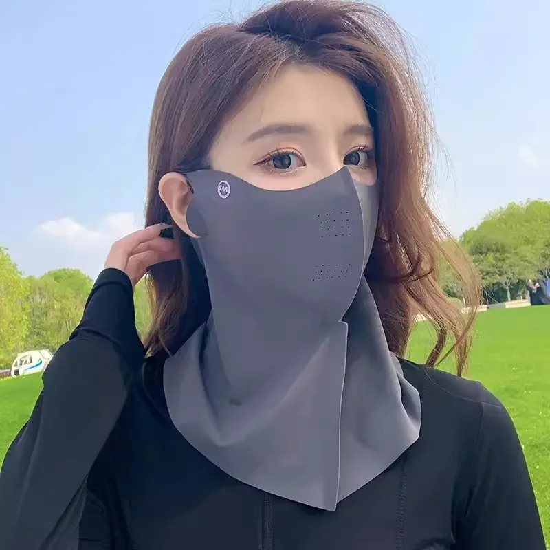 Vrouwen Zomer UV-bescherming Sjaal Ijs Zijde Gezichtsmasker Cover Outdoor Wrap Cover Sport Fietsen Zonbestendig Zonnebrandcrème Stofdicht: Blauw