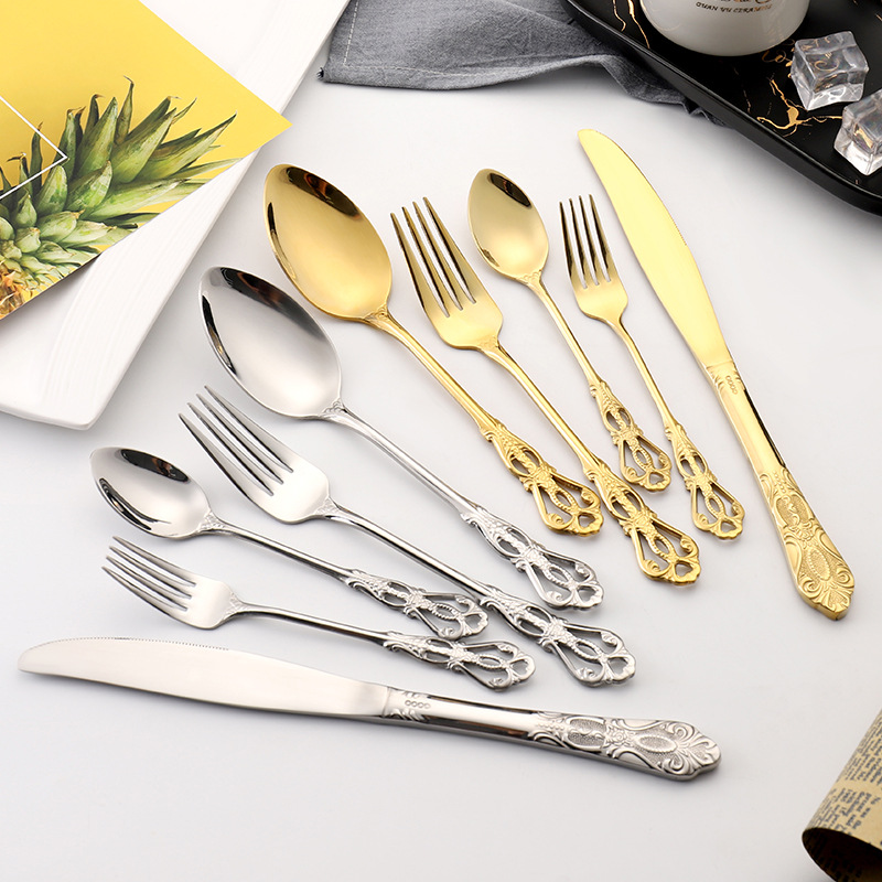 304 Roestvrij Staal Bestek Set Zwart Servies Set Bestek Set Servies Zilverwerk Set Westerse Voedsel Vork Mes