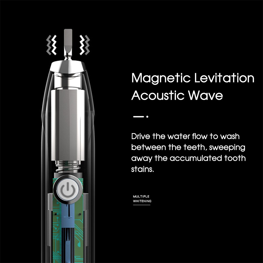 [ZS] Quiet 5 Modes for Adults Sonic Electric Toothbrush Rechargeable IPX7 Washable Soft Bristle Replacement 4 Brushes Heads