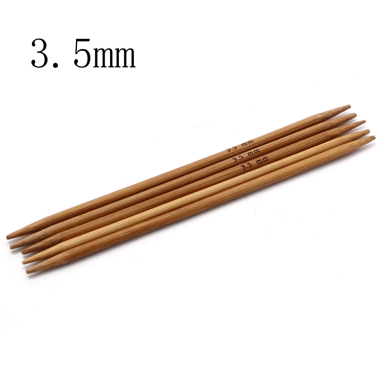 Agujas de tejer de doble punta de bambú hechas a mano, herramienta de aguja de tejer de suéter marrón, herramientas de costura DIY, 13cm de largo, 5-55 piezas, 2,0-5,0mm: Oro