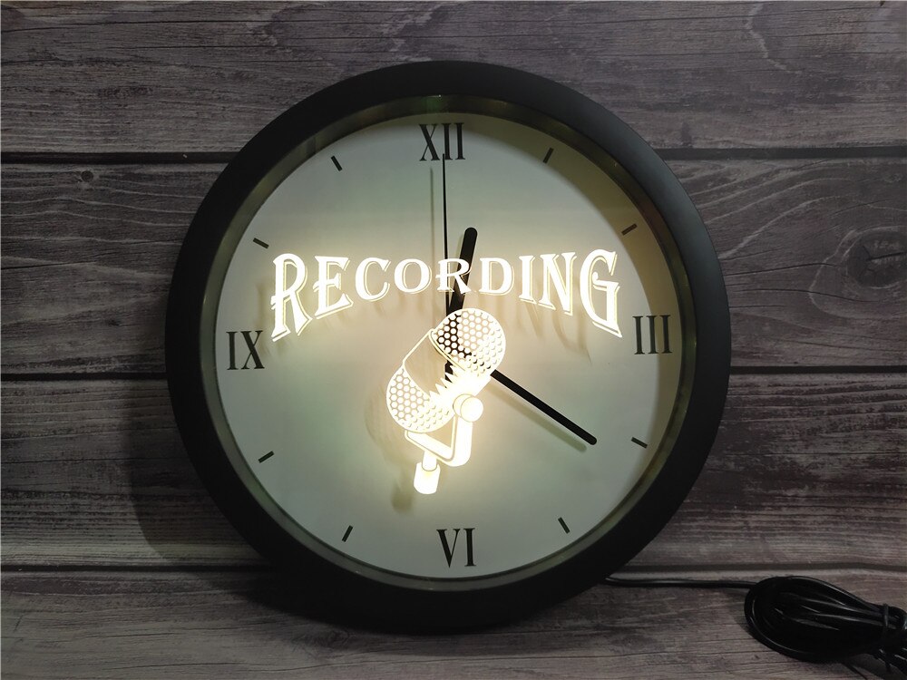 Recording On The Air Radio Studio APP RGB 5050 LED Neon Light Signs Wall Clock