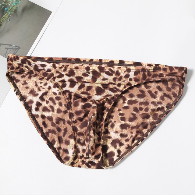 Badeshorts til mænd sexede slip homme leopard underbukser u konvekst undertøj lavtaljet camouflage glat elastisk is #39