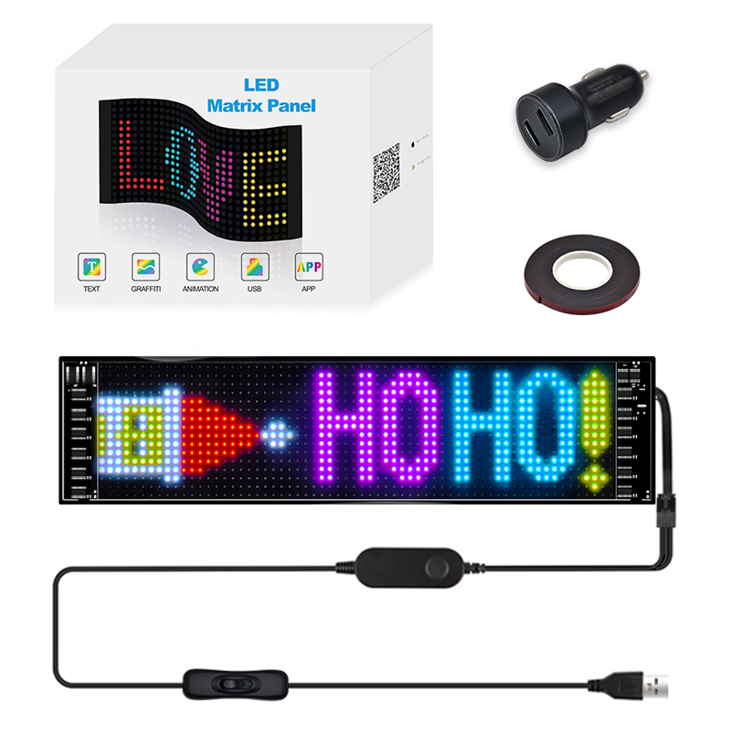 LED Matrix Pixel Panel ,USB 5V Flexible Addressable RGB Pattern Graffiti Scrolling Text Animation Display Car Shop,Bluetooth APP: Yellow