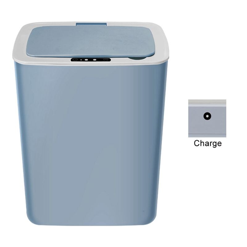 Intelligent automatisk induktion elektrisk affald skraldespand smart genopladelig type affaldsspande skrald opbevaring basketu 1je: Himmelblå