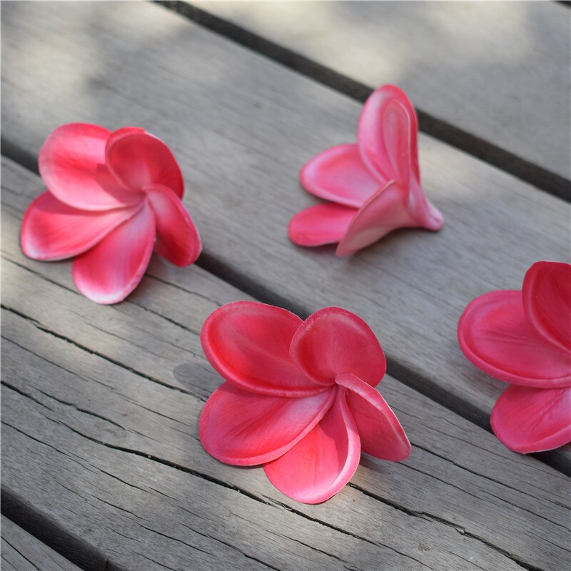 Black Plumerias Natural Real Touch frangipani Flower heads for cake Toppers, Wedding Decorations Artificial Flowers Head flowers: fushia