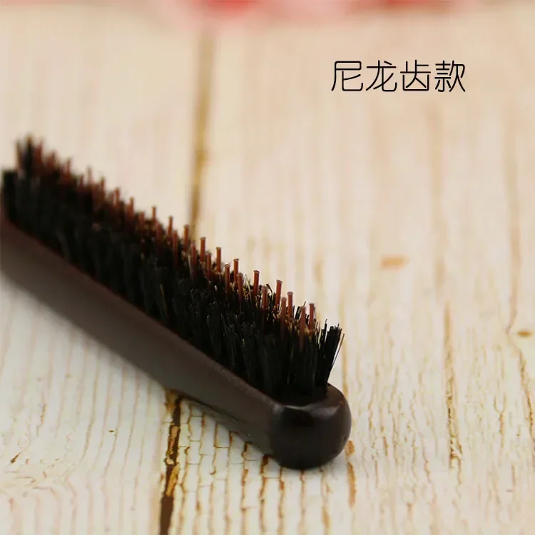 Cepillos de pelo profesionales para salón, cerdas de jabalí, peine de línea delgada de madera, extensión de cepillo de pelo, herramientas de estilismo de peluquería DIY: Negro