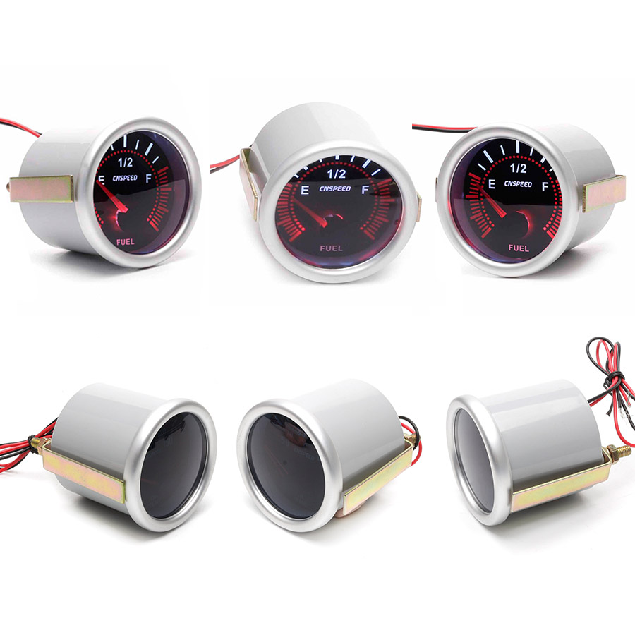2&quot; 52mm Red LED Car Pointer Fuel Level Meter with Sensor E-1/2-F Smoke Screen Automotive Petrol Meter