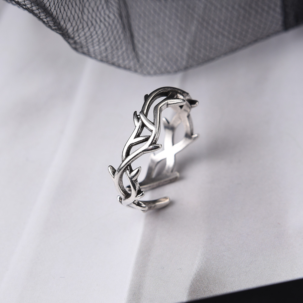 Anillos de espinas irregulares a la para pareja, anillo de dedo ajustable con personalidad Retro Hip-hop para hombres y mujeres, de joyería para amantes