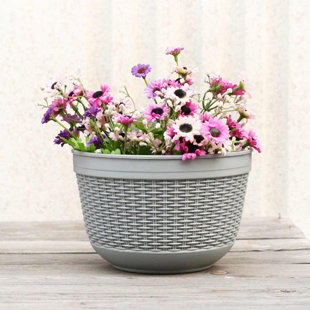 Imitation Rattan Wicker Wall Hanging Flower Baskets Plant Hangers Indoor Outdoor Flower Pot Basket Garden Flower Pot Planters