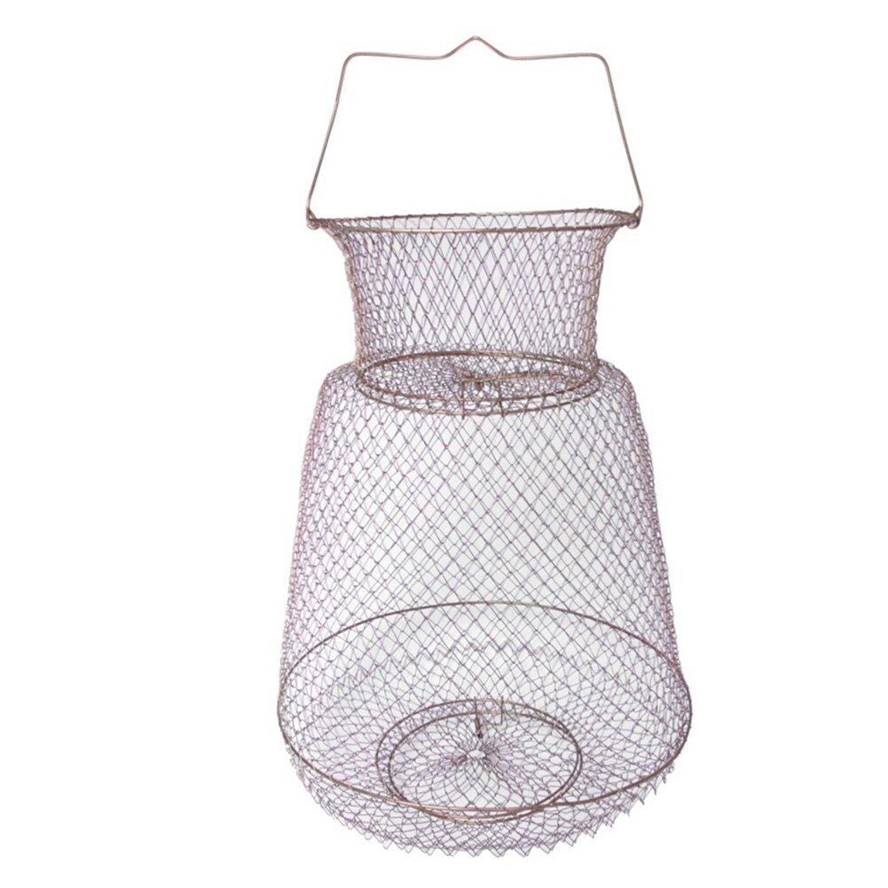 Steel Wire Cage Spring Door Crab Shrimp Foldable With Handle Portable Basket Trap Fishing Net