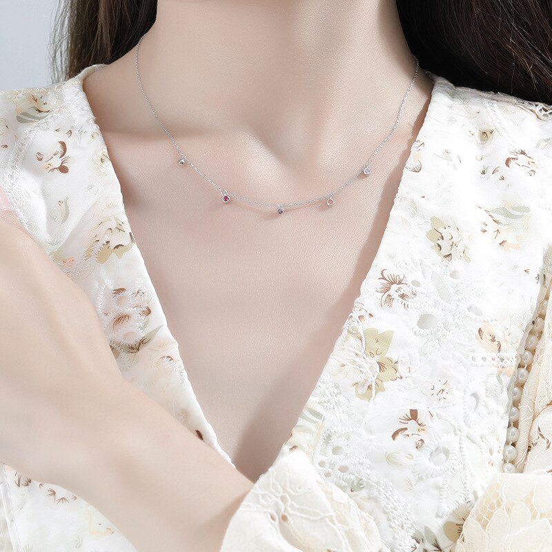 Inzatt Real 925 Sterling Zilver Zirkoon Ronde Choker Ketting Voor Mode Vrouwen Party Hiphop Fijne Sieraden Geometrische Accessoires