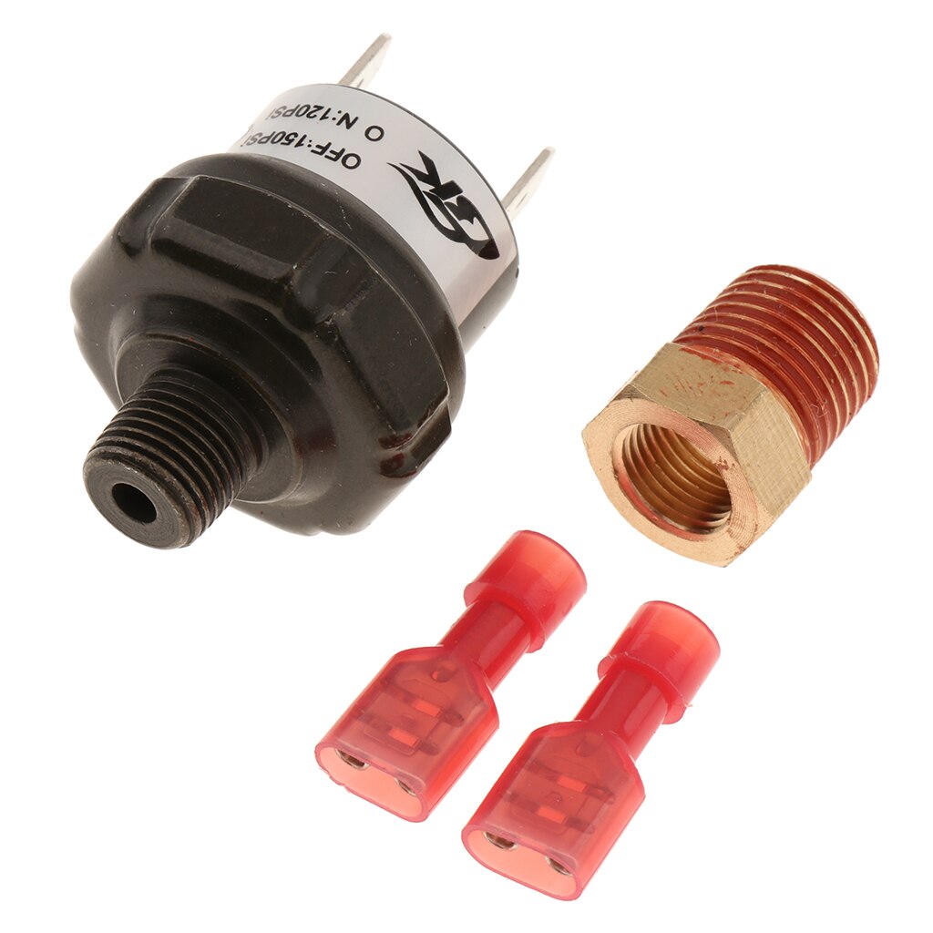 12v trykknapp for trykkluft i metallkompressor 120 psi på og 150 psi av