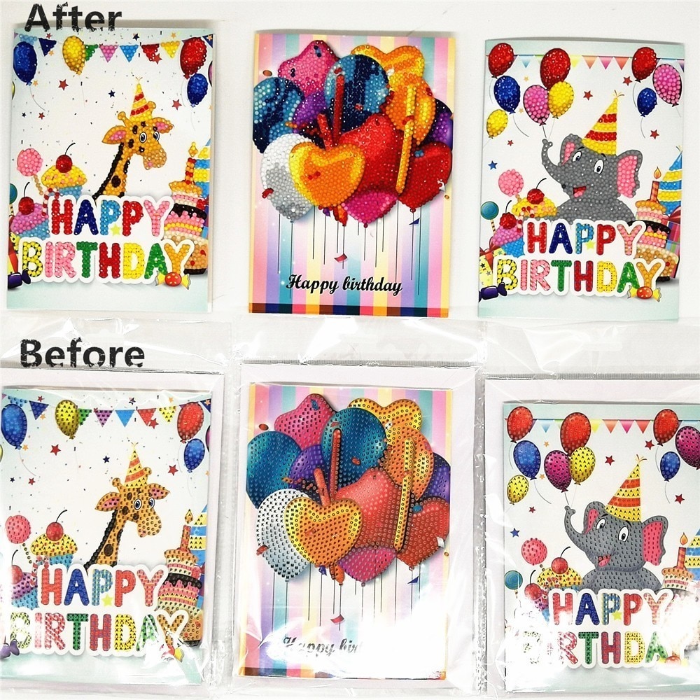 DIY Happy Birthday Greeting Cards Diamond Painting Diamond Embroidery Children's Handmade DIY Birthday