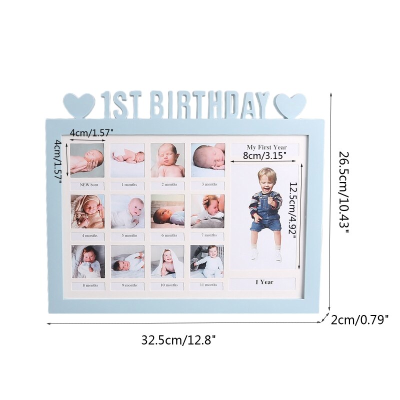 First Year Photo Moment Baby Keepsake Frame DIY 0-12 Month Picture Display Plastic Collage Frame Memory