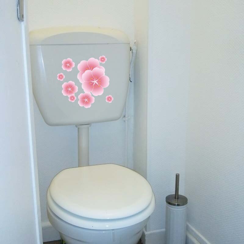 Autocollant WC Motif Fleurs Et Papillons - 25x35cm, Imperméable, Décoration Facile Pour Salle De Bain - 7