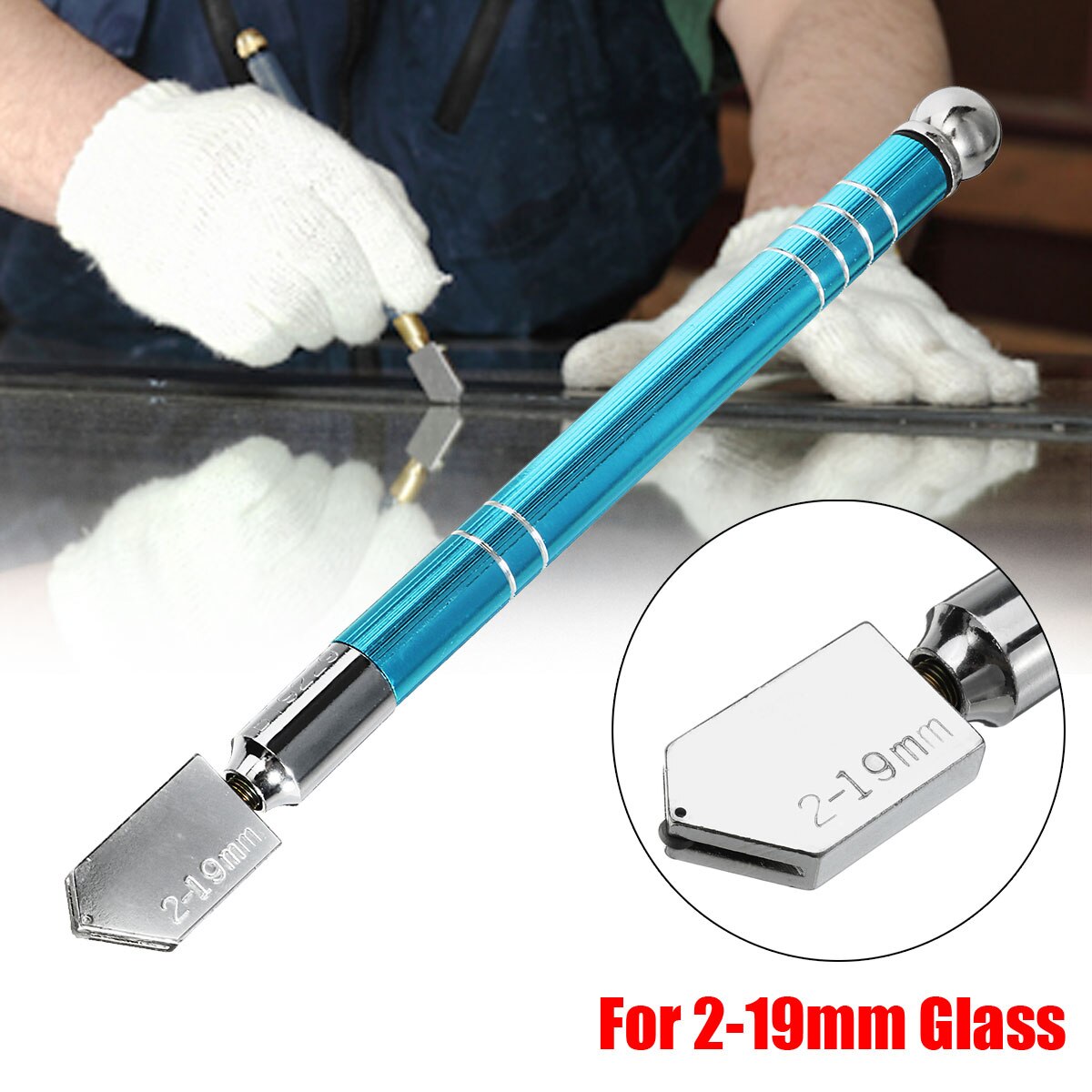 Glass Cutter Diamond Tipped DIY Glass Cutting Tool Glass Cutter Antislip Metal Handle 180mm for Hand Tool Glass Cutting DIY Tool