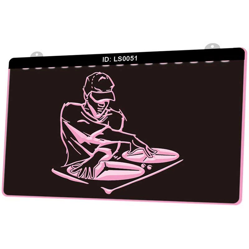 Ls0051 dj jockey disco muziek 3d graveerbare led lichtborden meerdere kleuren gratis verkoop
