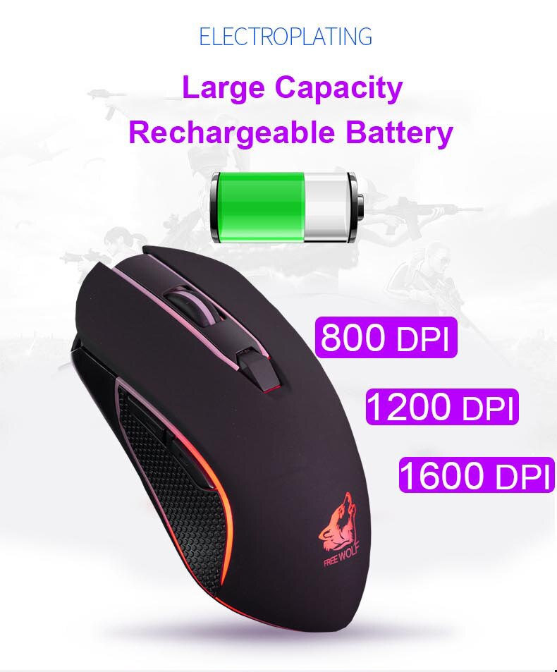 Freewolf X9 Wireless Mouse 1800 Dpi Ergonomic Optical Mouse Fast Move Gaming Mouse Computer Mouse for Laptop Pc