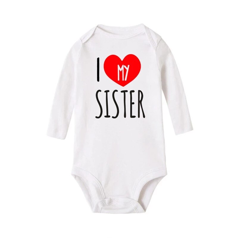 Ik Hou Mijn Zus/Brother Baby Jongens Meisjes Zomer Lange Mouw Bodysuits Peuter Tweeling Rompertjes Casual Baby Rompertjes: SISTER / 0-3M