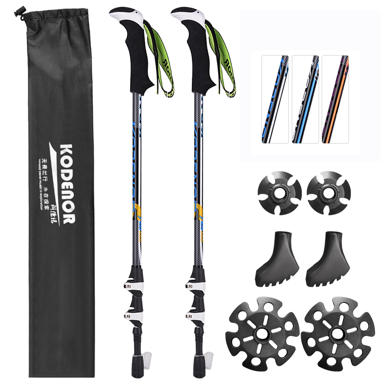 2Pcs Walking Sticks Aluminum Trekking Pole Ultralight Camping Hiking Foldable Nordic Walking Pole Telescopic Climbing Crutches: Blue