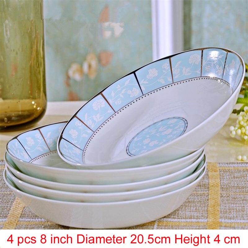 4 stk/sæt jingdezhen porcelæn porcelæn spisestel spisestue keramik service dybe suppe retter sushi tallerkener