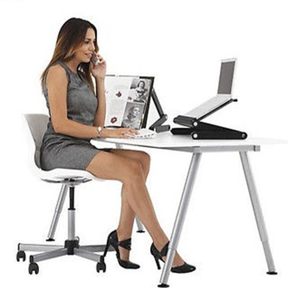 0.48m Portable Foldable Aluminum Alloy Laptop Computer Notebook Table Stand Desk Bed Tray Enjoy Fun in Home With Fan