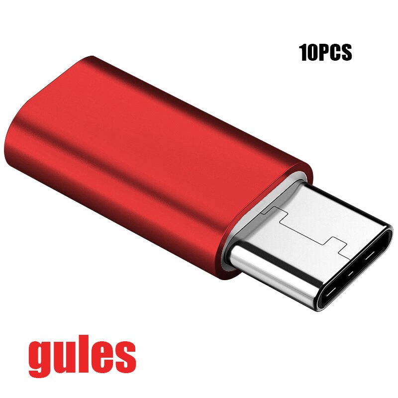 1/5/10PCS Mini portátil USB 3,1 Micro hembra a USB-C tipo-C macho de datos Adaptador convertidor para Huawei Xiaomi Samsung Galaxy A8 A9: Red10PCS